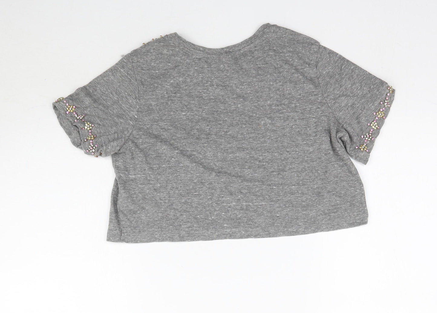 Topshop Womens Grey   Cropped T-Shirt Size 4