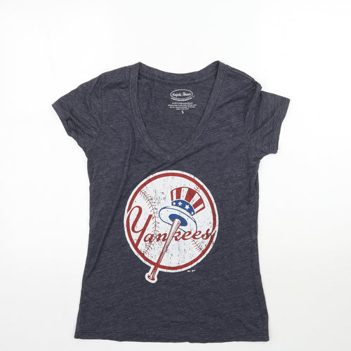 Magestic Threads Womens Blue   Basic T-Shirt Size S  - Yankees