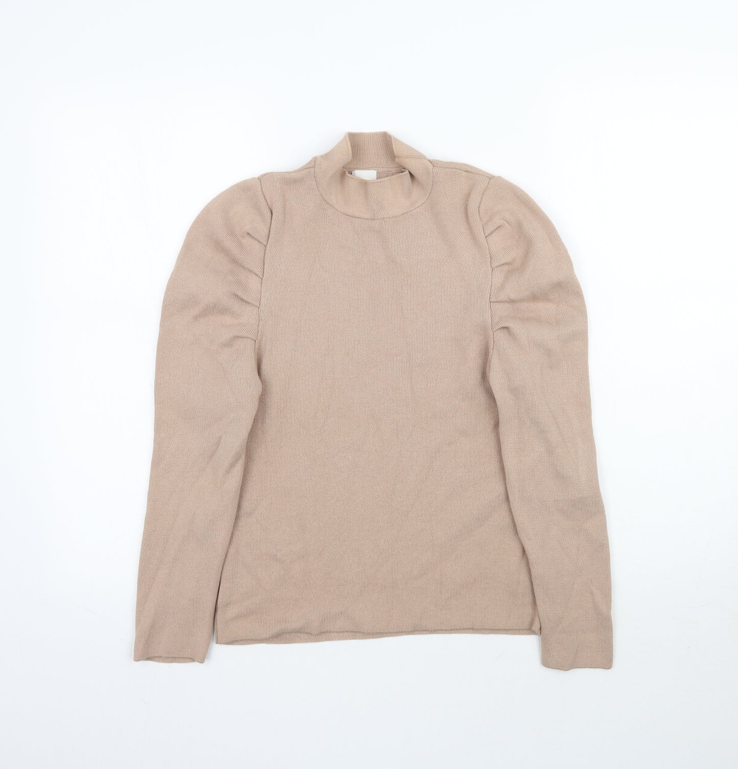 River Island Womens Beige  Knit Basic Blouse Size 8  - Shoulder Ruching