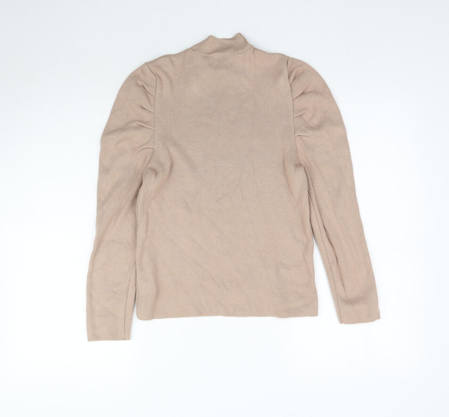 River Island Womens Beige  Knit Basic Blouse Size 8  - Shoulder Ruching