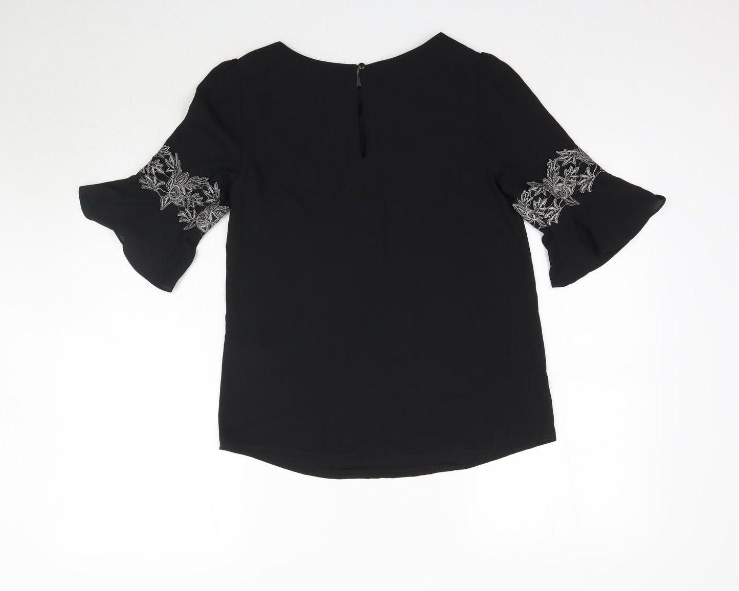 Oasis Womens Black   Basic Blouse Size 8  - Lace style detail