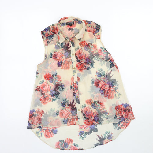 Topshop Womens Multicoloured Floral  Basic Button-Up Size 6