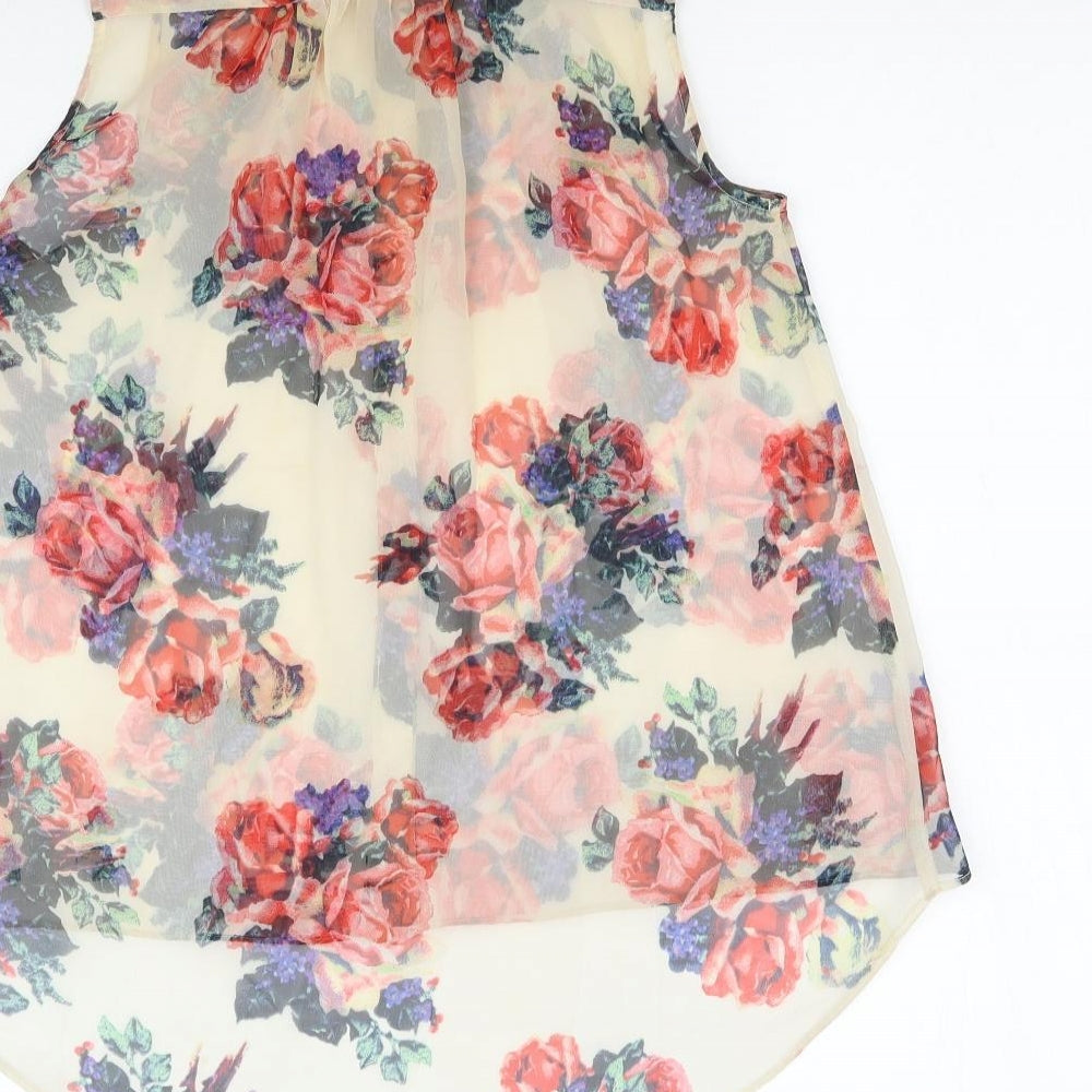Topshop Womens Multicoloured Floral  Basic Button-Up Size 6