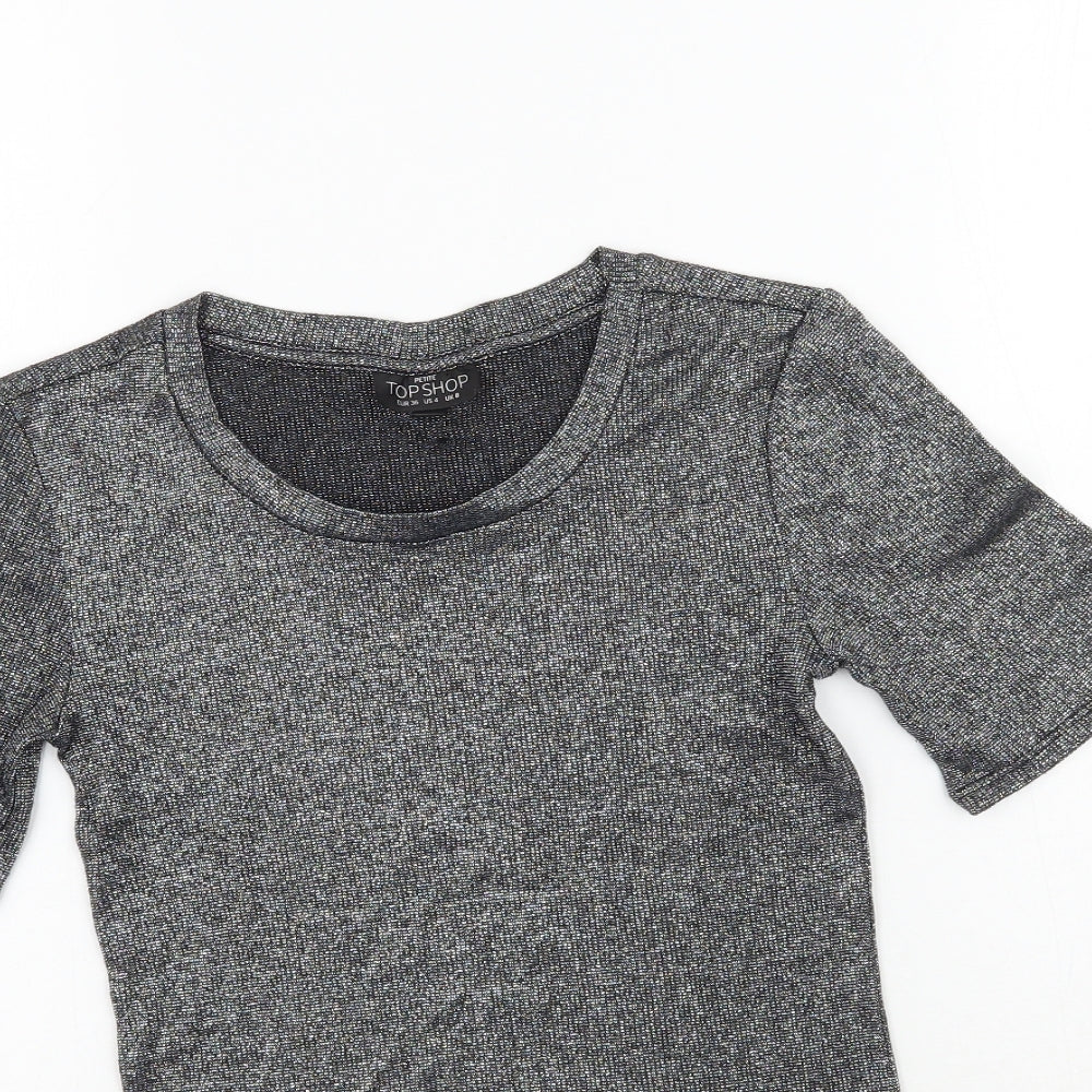 Topshop Womens Silver   Basic T-Shirt Size 8