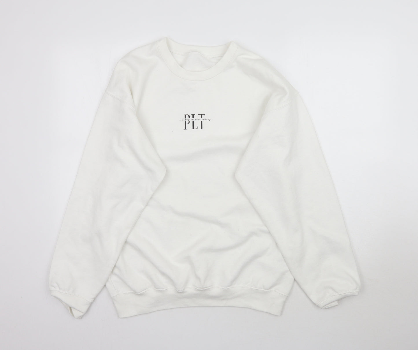 Pretty Little Thing Womens White   Pullover Hoodie Size L