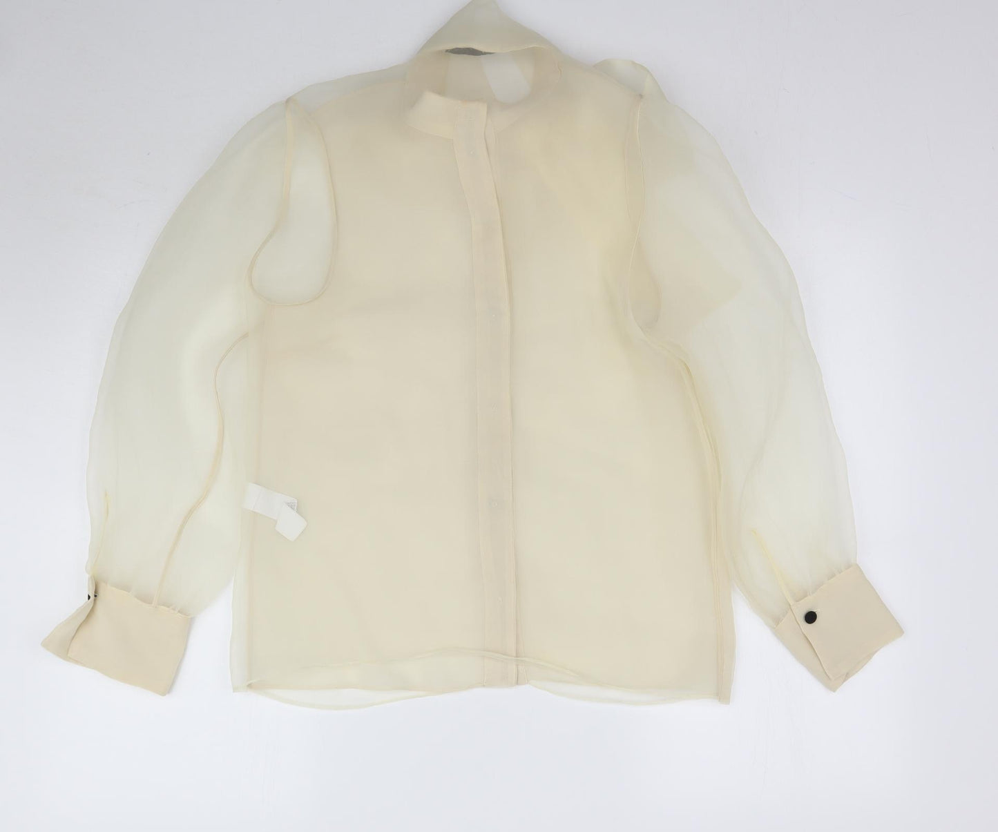 Zara Womens Beige   Basic Button-Up Size S  - Sheer