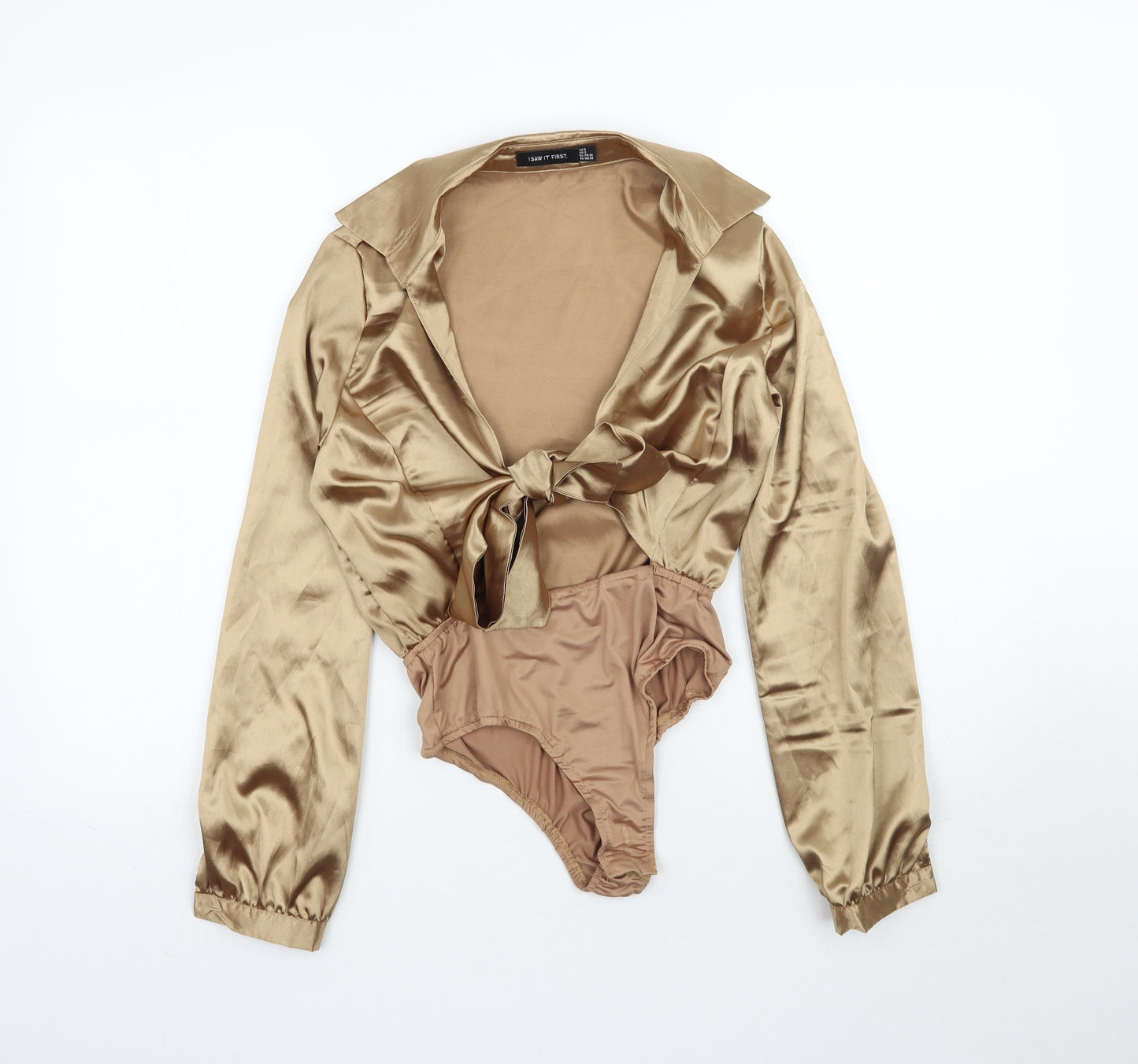 I SAW IT FIRST Womens Gold   Bodysuit One-Piece Size 6