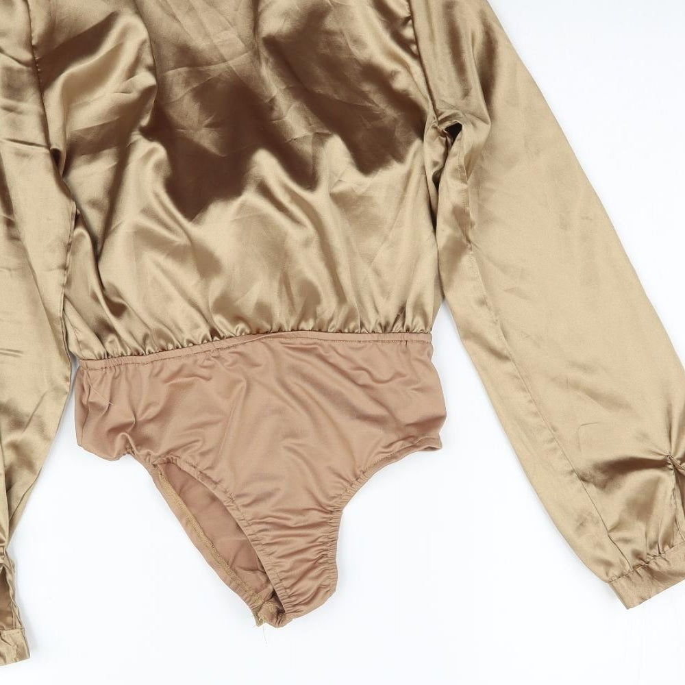 I SAW IT FIRST Womens Gold   Bodysuit One-Piece Size 6