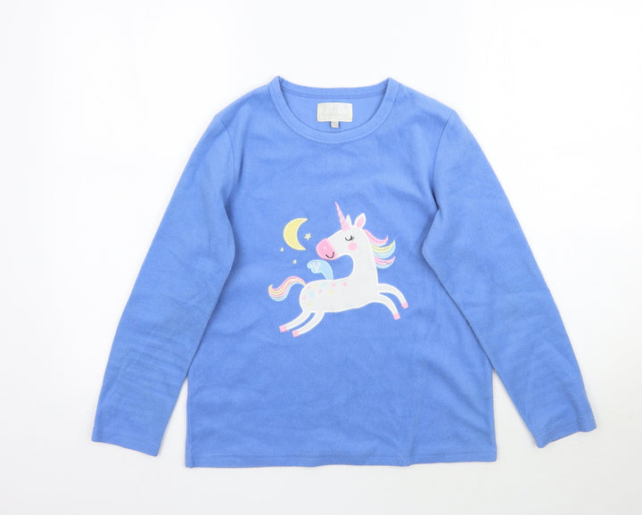 PJ Collections Girls Blue  Fleece Top Pyjama Top Size 11-12 Years  - Unicorn