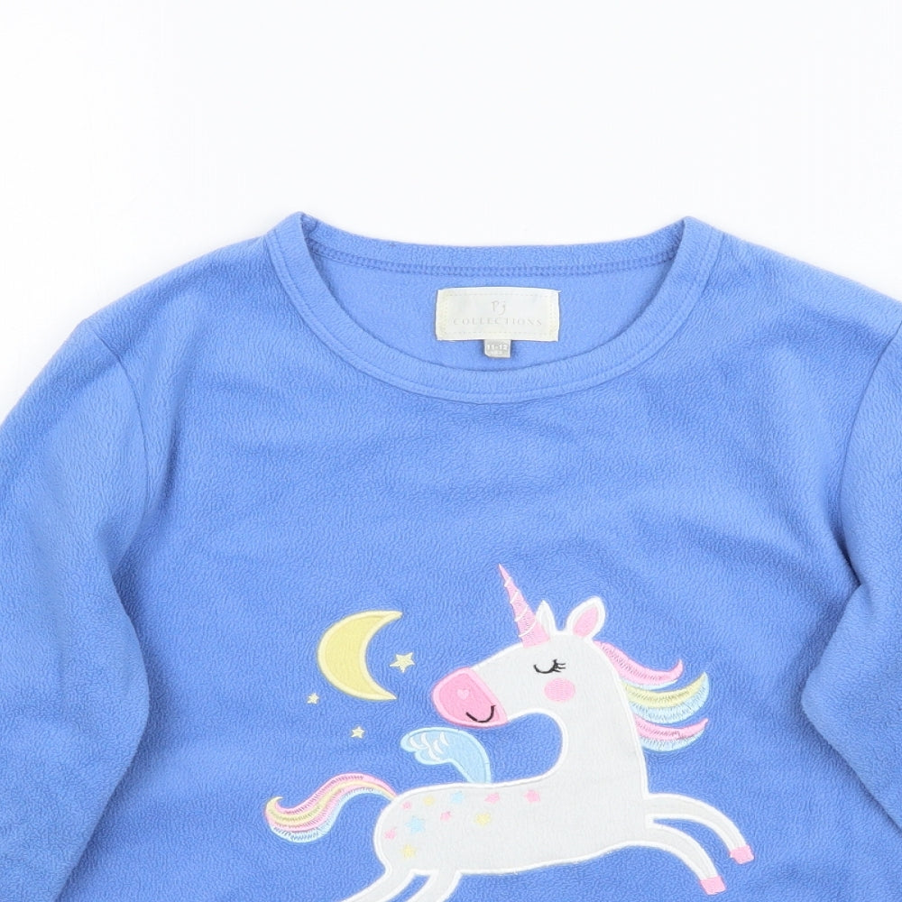 PJ Collections Girls Blue  Fleece Top Pyjama Top Size 11-12 Years  - Unicorn