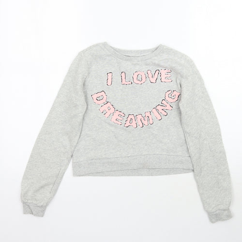 H&M Girls Grey   Pullover Sweatshirt Size 9-10 Years  - I love dreaming