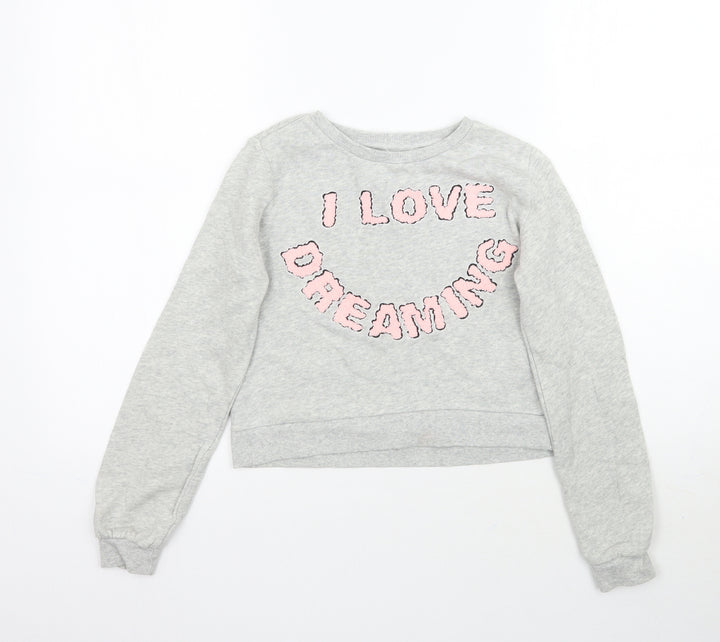 H&M Girls Grey   Pullover Sweatshirt Size 9-10 Years  - I love dreaming