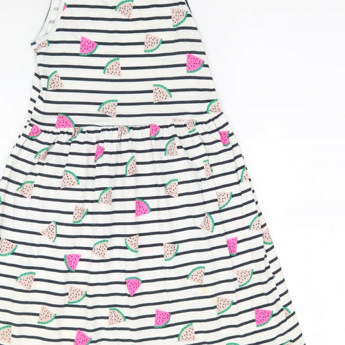 H&M Girls White Striped  Fit & Flare  Size 9-10 Years  - Water melon print