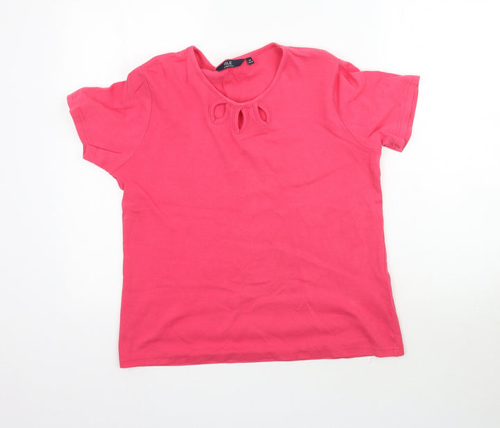 Isle Womens Pink   Basic T-Shirt Size M  - Cut out detail