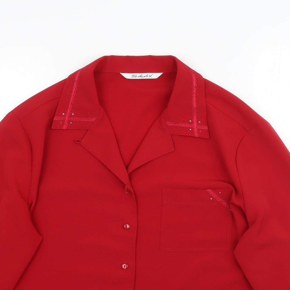 Berkertex Womens Red   Basic Button-Up Size 16
