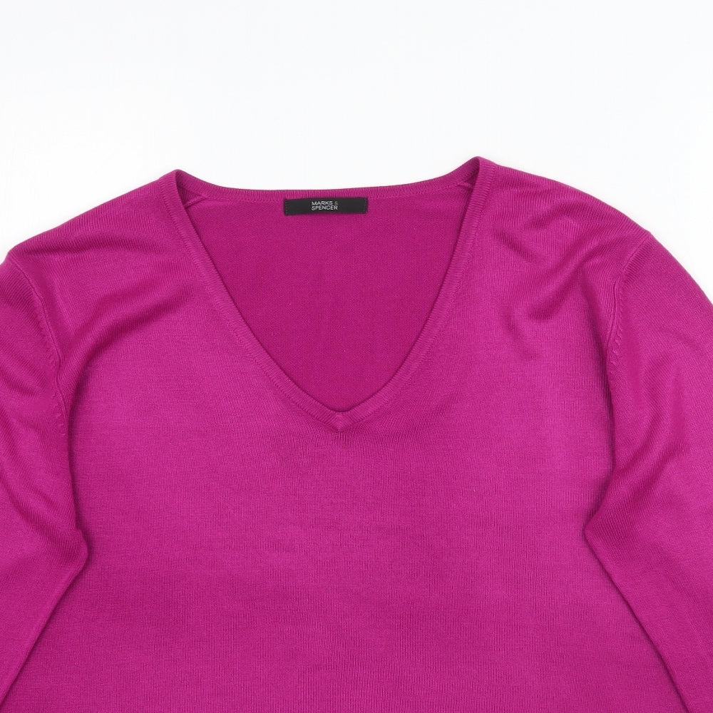 Marks and Spencer Womens Purple  Knit Pullover Jumper Size 14