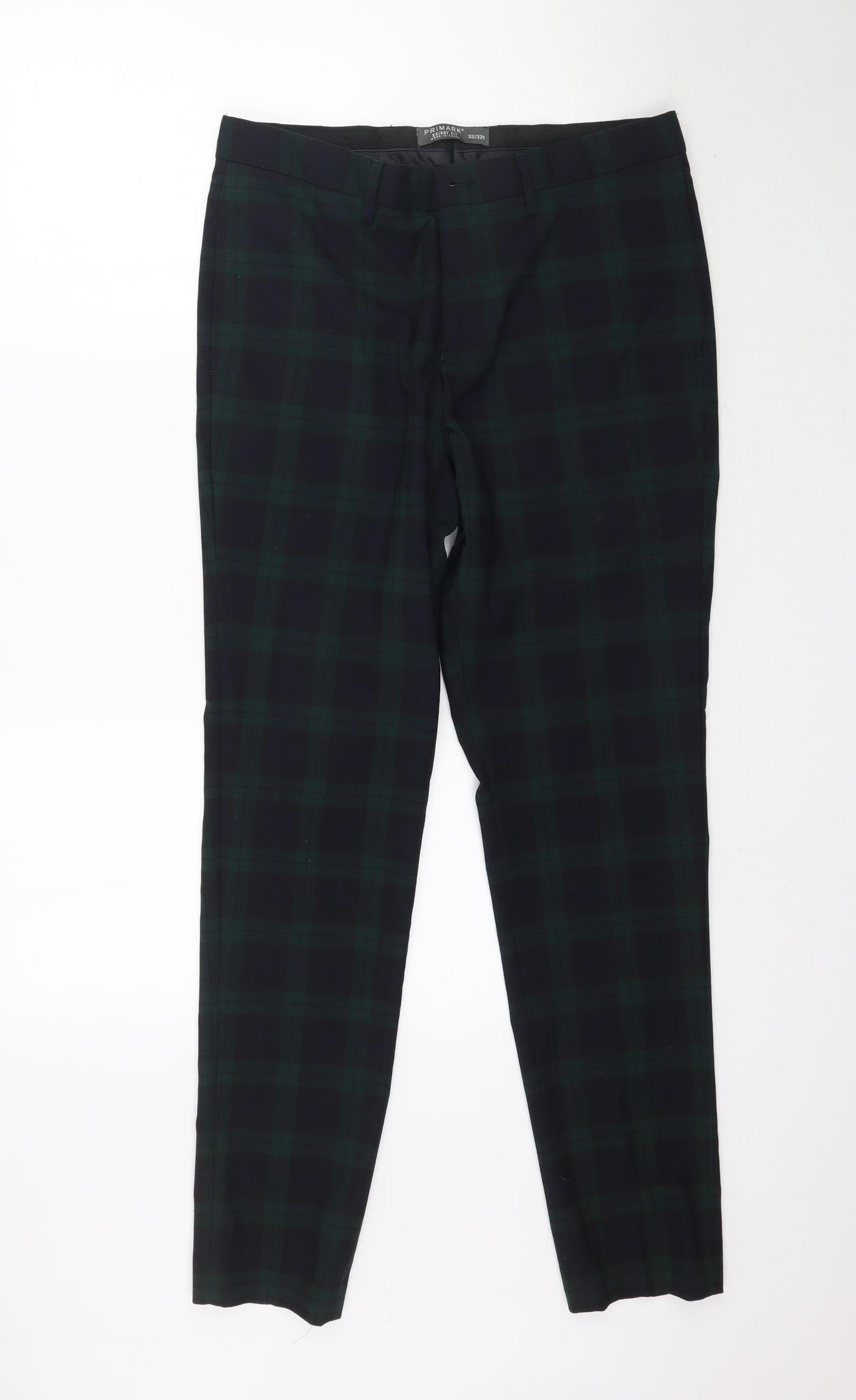 Primark Mens Green Plaid  Trousers  Size 32 L31 in