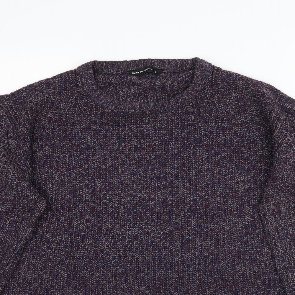 Cedar Wood State Womens Purple  Knit Pullover Jumper Size L