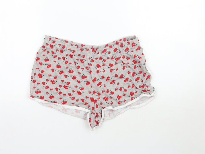 Primark Womens Grey Sweat Shorts Size 12 - Cherry Print