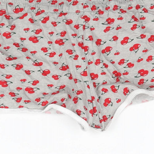 Primark Womens Grey   Sweat Shorts Size 12 - Cherry Print