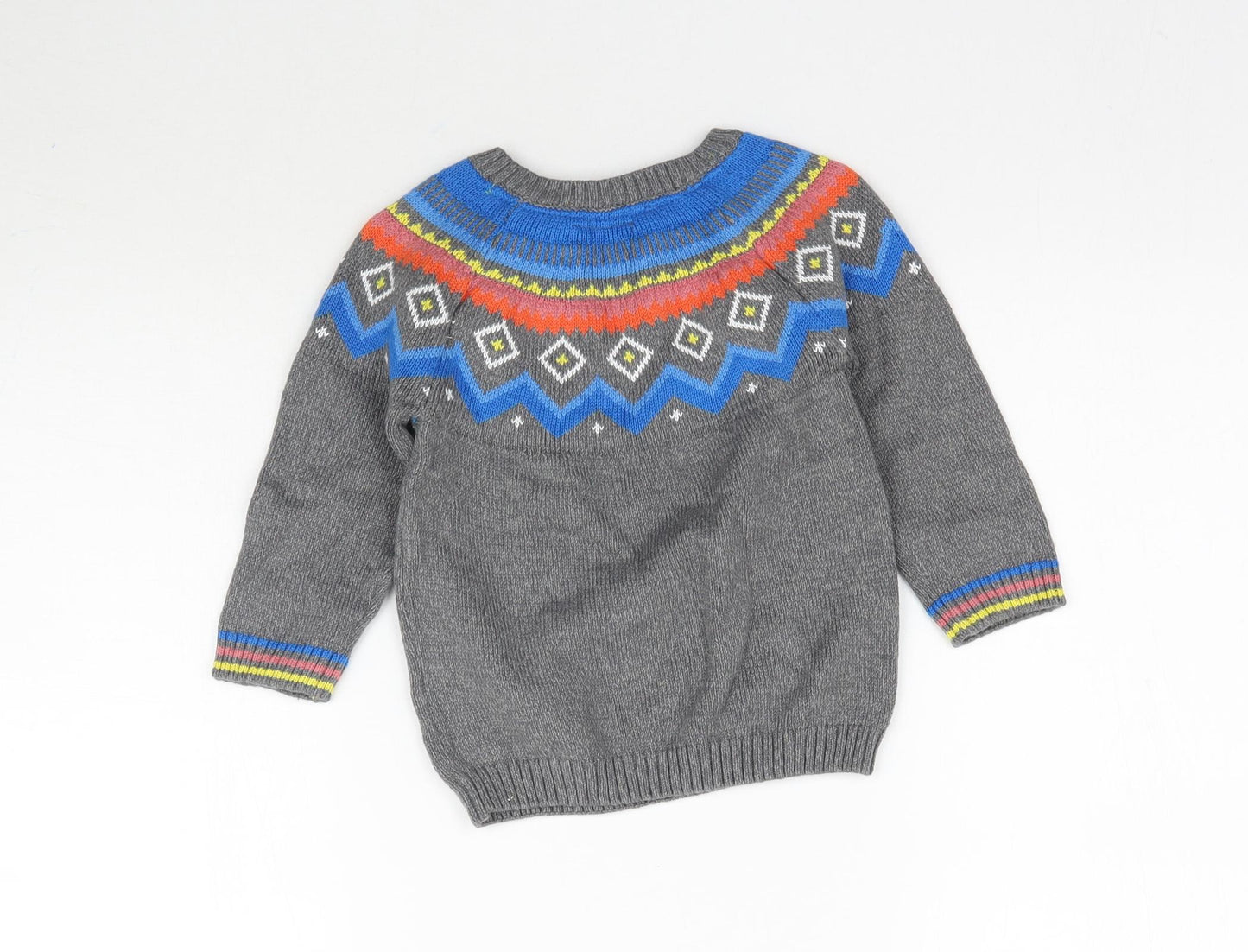 F&F Baby Grey Floral Knit Pullover Jumper Size 12-18 Months