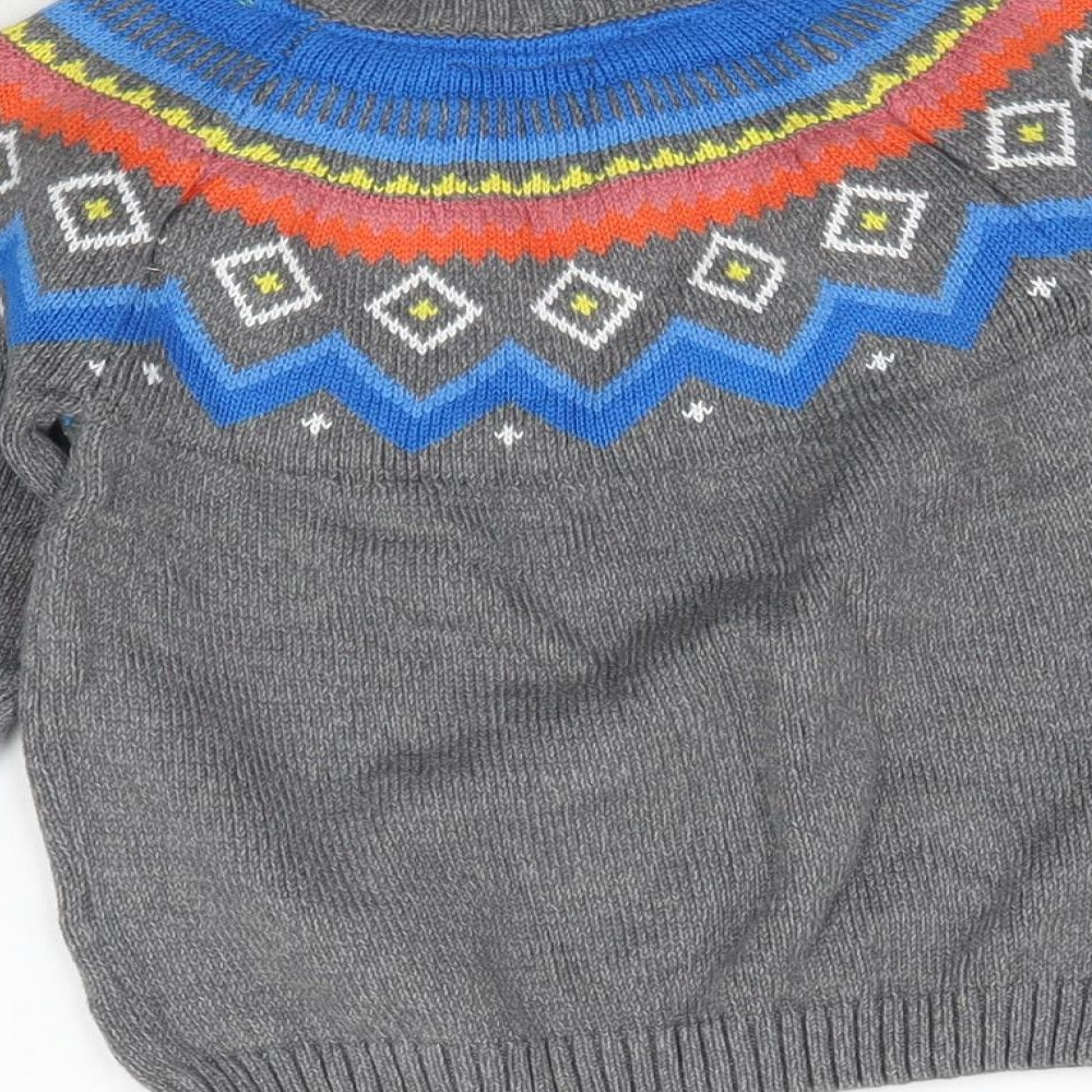 F&F Baby Grey Floral Knit Pullover Jumper Size 12-18 Months