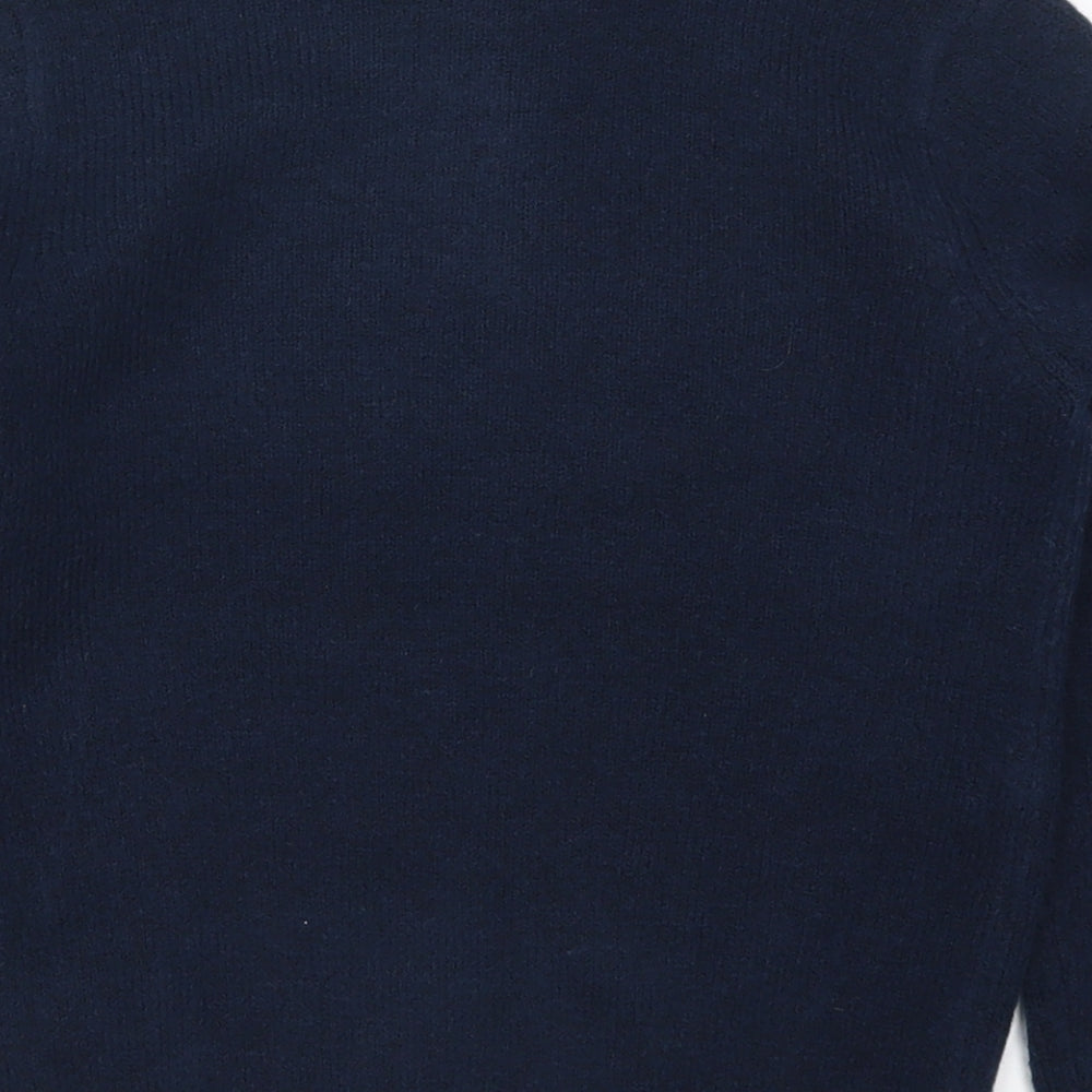 Marks and Spencer Boys Blue Striped Knit Pullover Jumper Size 7-8 Years