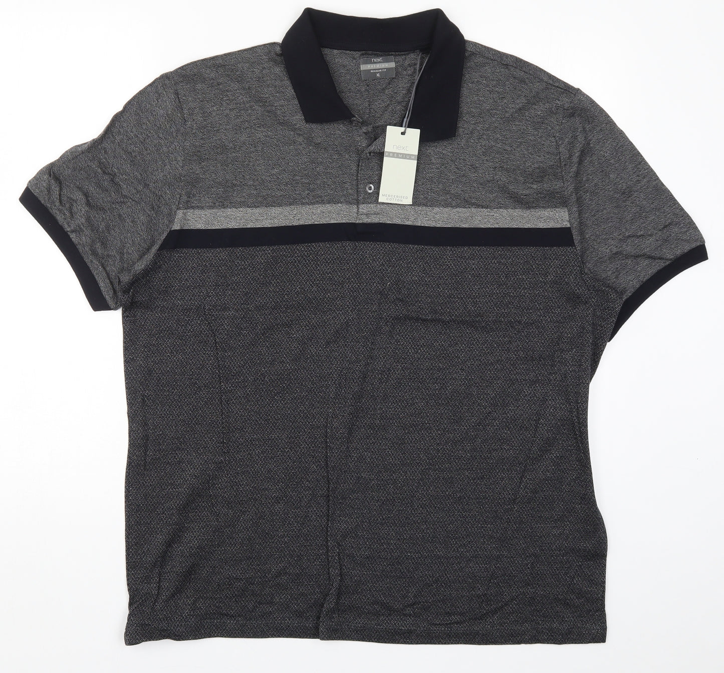 NEXT Mens Grey Striped   Polo Size XL