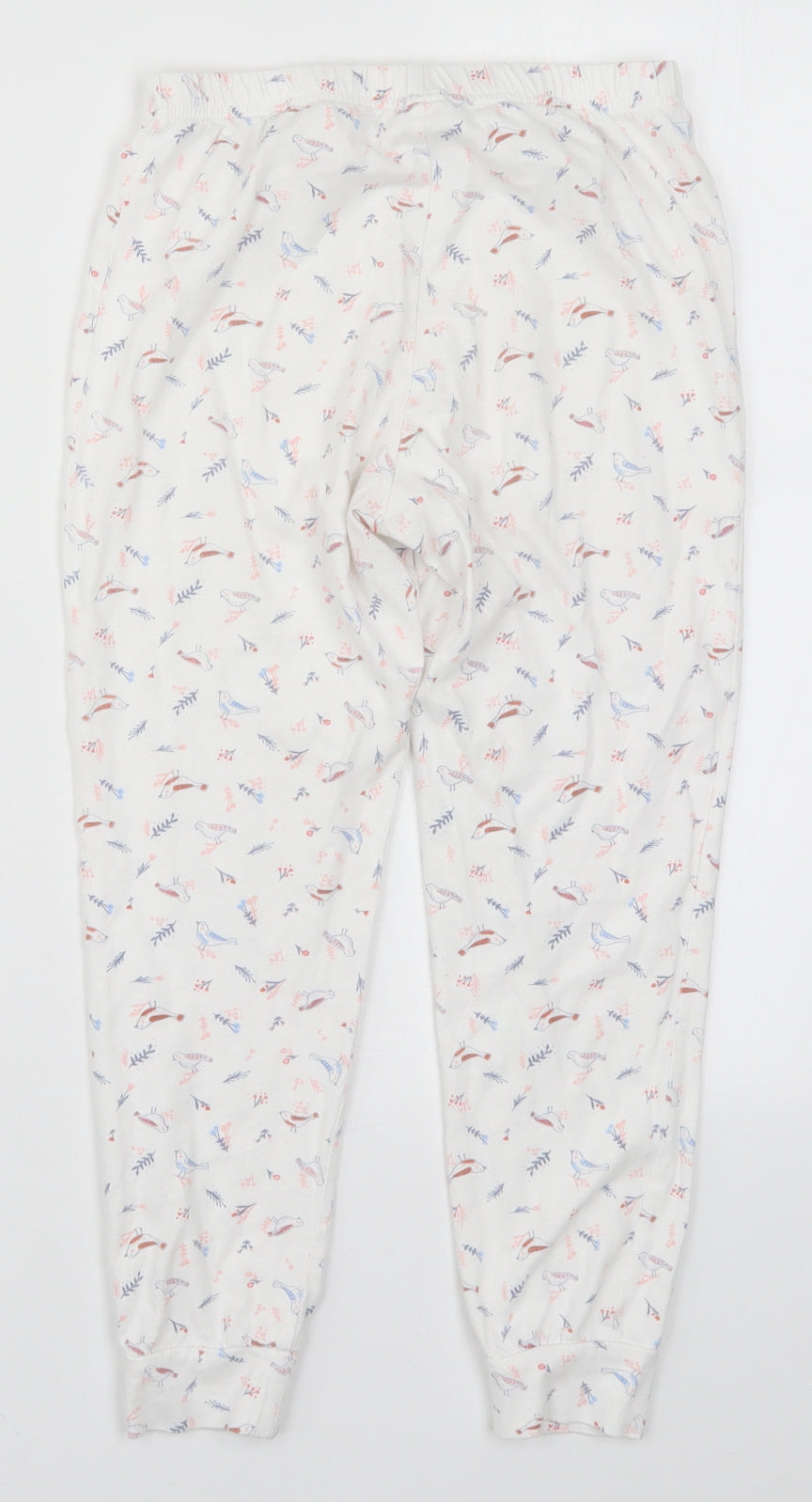 Preworn Girls White   Sweatpants Trousers Size 8 Years - Bird Print Pyjamas