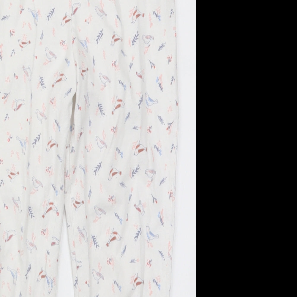 Preworn Girls White   Sweatpants Trousers Size 8 Years - Bird Print Pyjamas