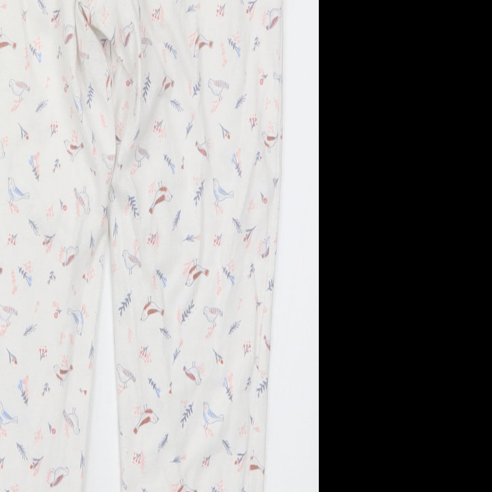 Preworn Girls White   Sweatpants Trousers Size 8 Years - Bird Print Pyjamas