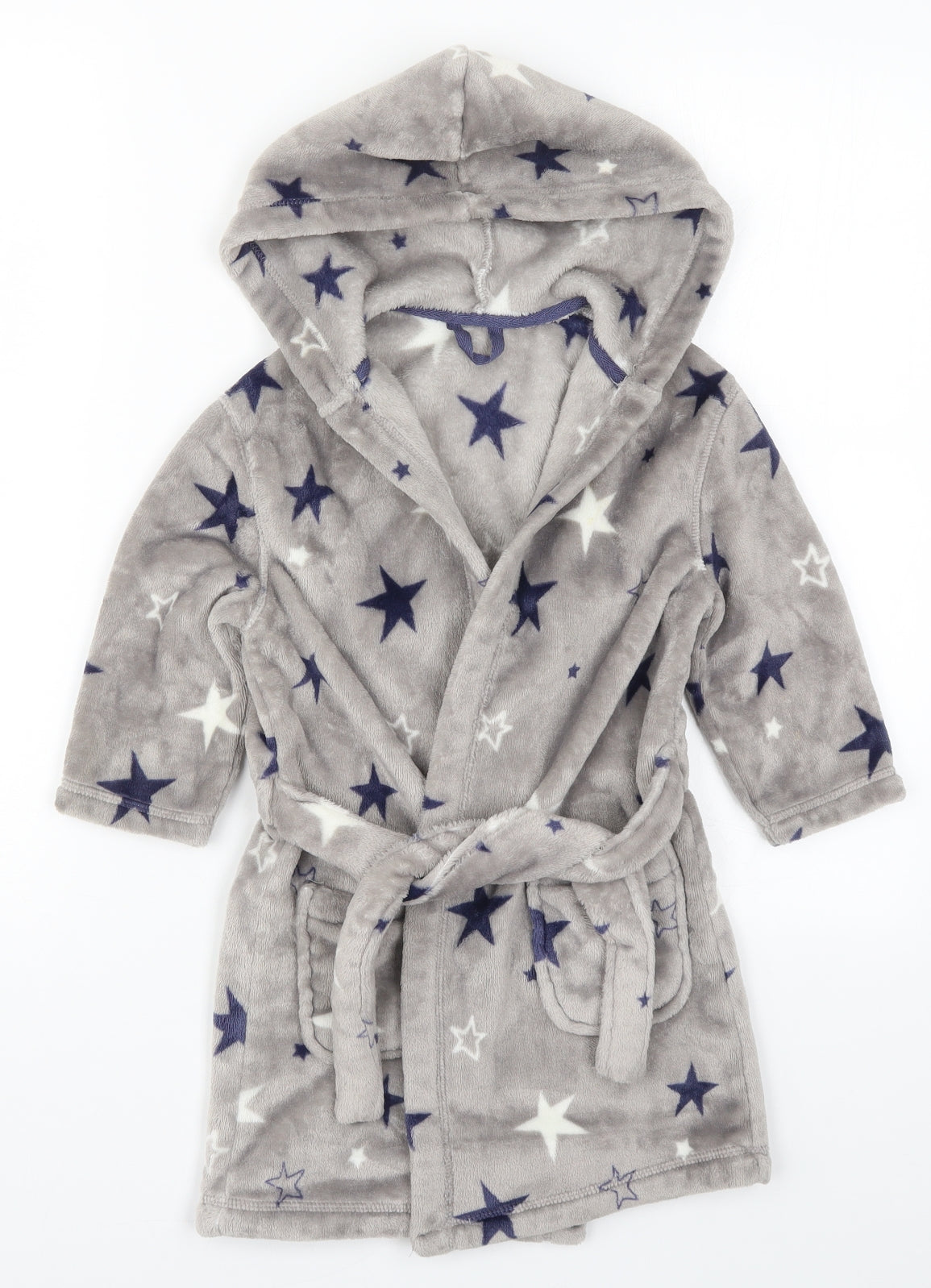 Marks and Spencer Boys Grey Solid   Robe Size 3-4 Years  - Stars