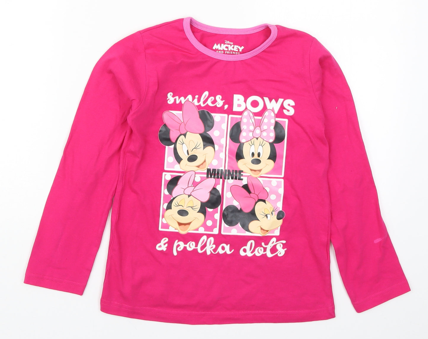 Preworn Girls Pink Solid  Top Pyjama Top Size 7-8 Years  - Minnie Mouse