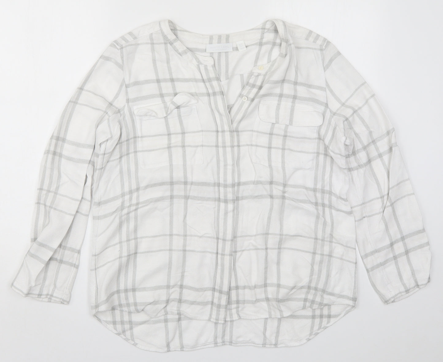 White Lable Womens Blue Check  Basic Button-Up Size 16