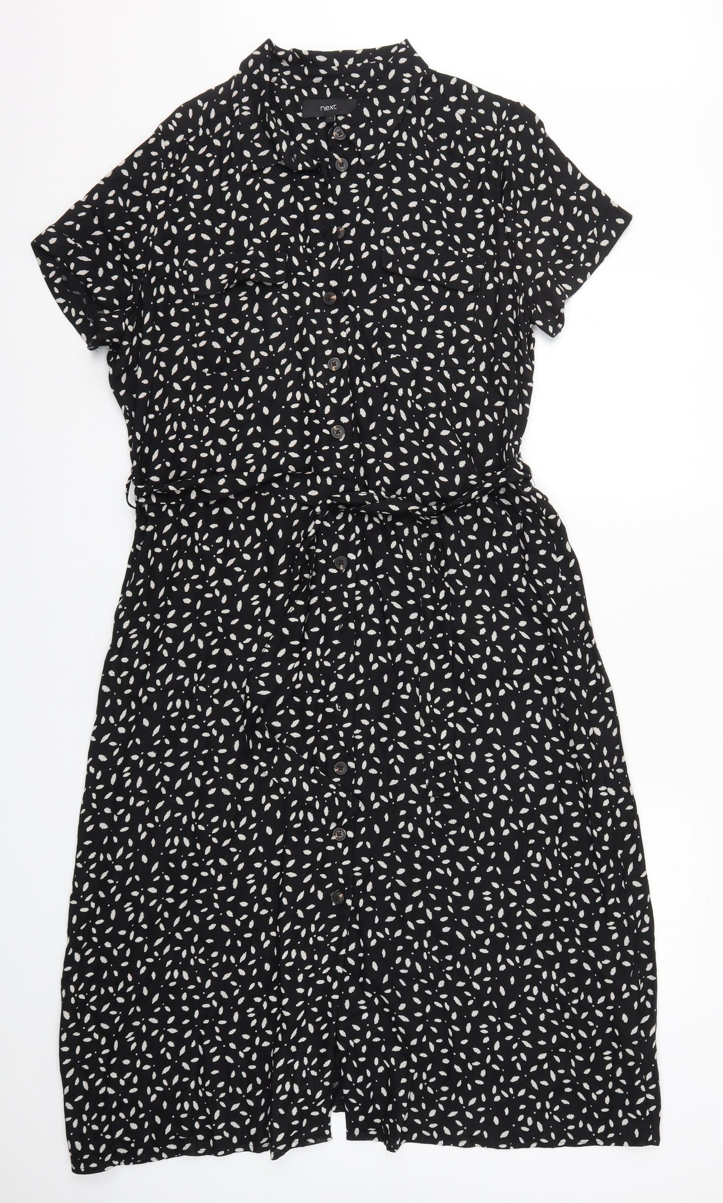 NEXT Womens Black Geometric  Shirt Dress  Size 16