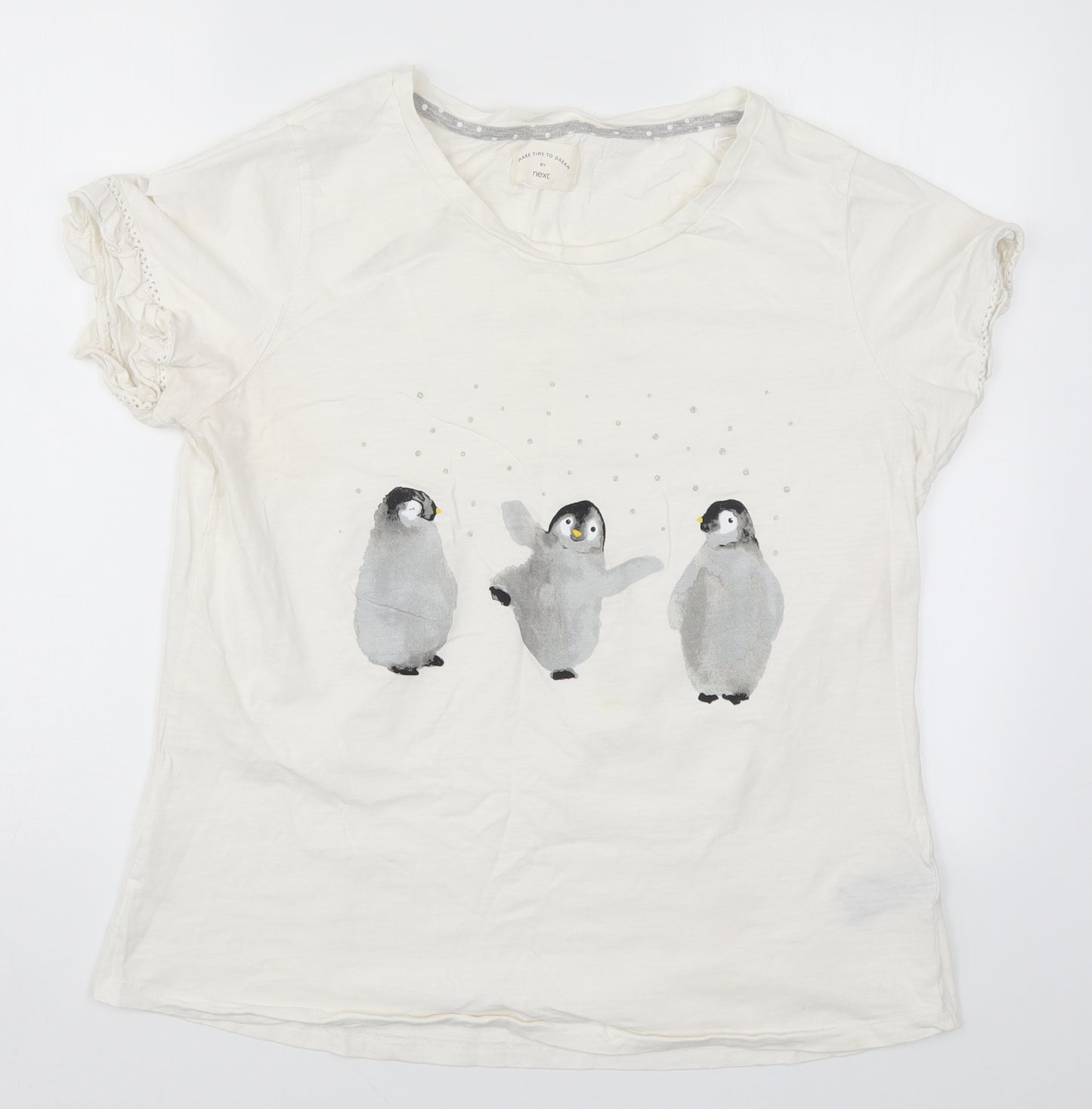 NEXT Womens White Solid  Top Pyjama Top Size 16  - Penguins