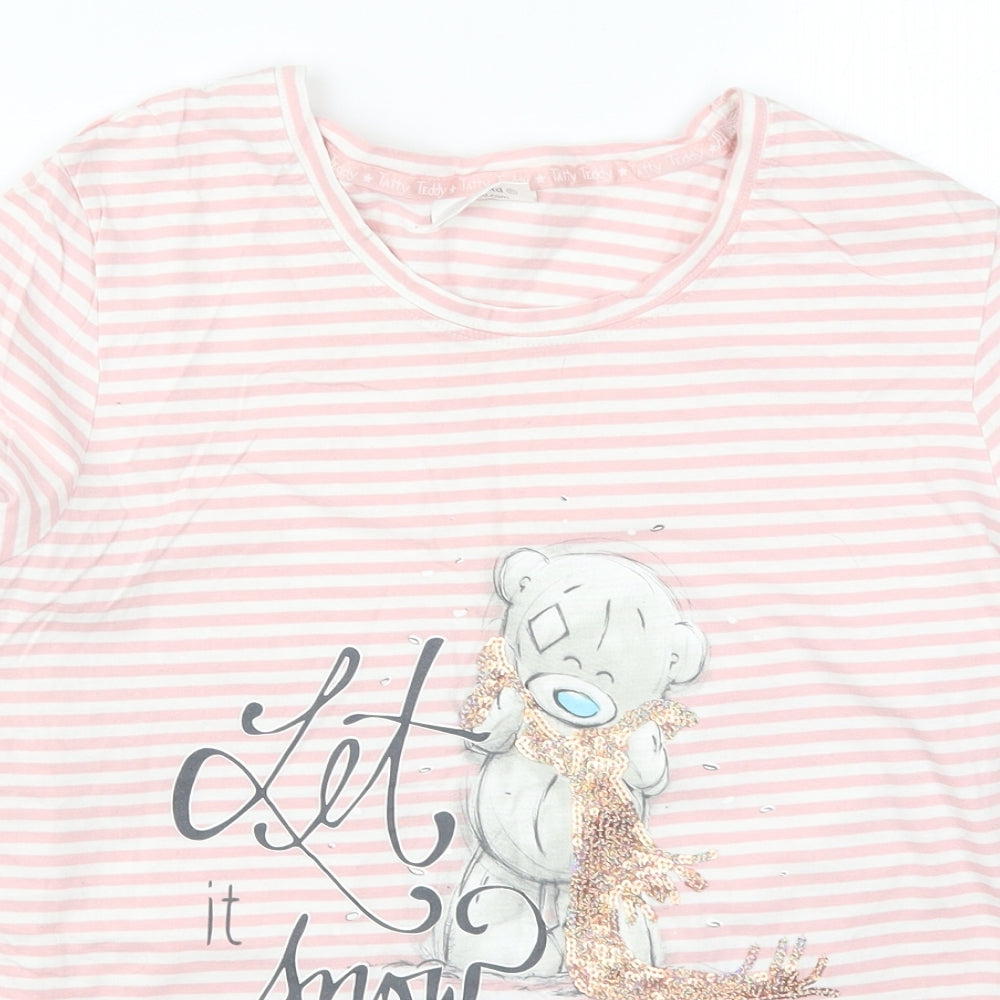 George Womens Pink Striped  Top Pyjama Top Size 16  - Me to You Let it Snow