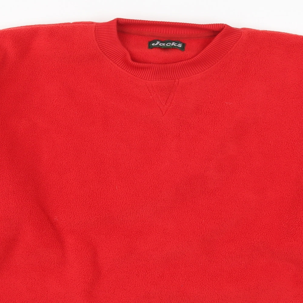 Jacks Mens Red  Fleece Pullover Sweatshirt Size L