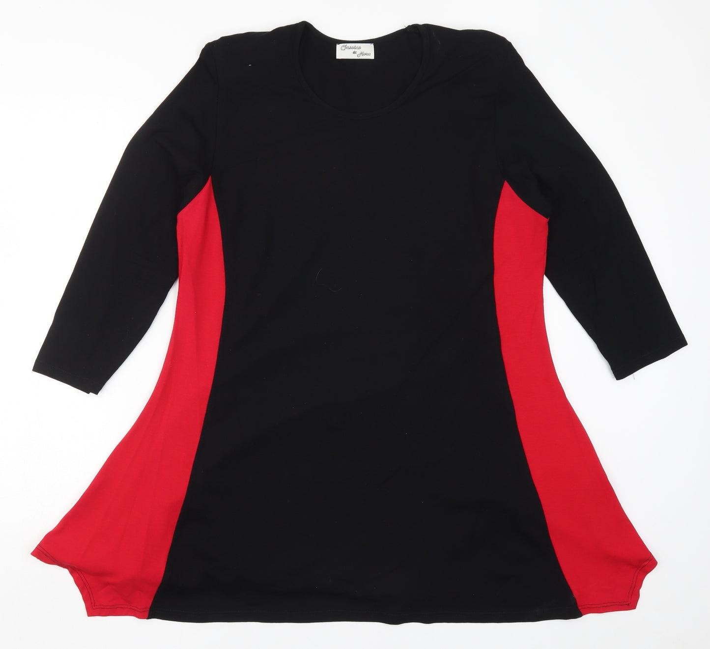 Classics & More Womens Red Colourblock  Basic T-Shirt Size L  - Red and Black