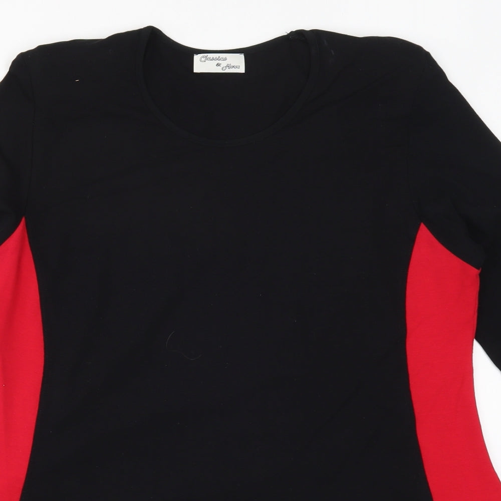 Classics & More Womens Red Colourblock  Basic T-Shirt Size L  - Red and Black
