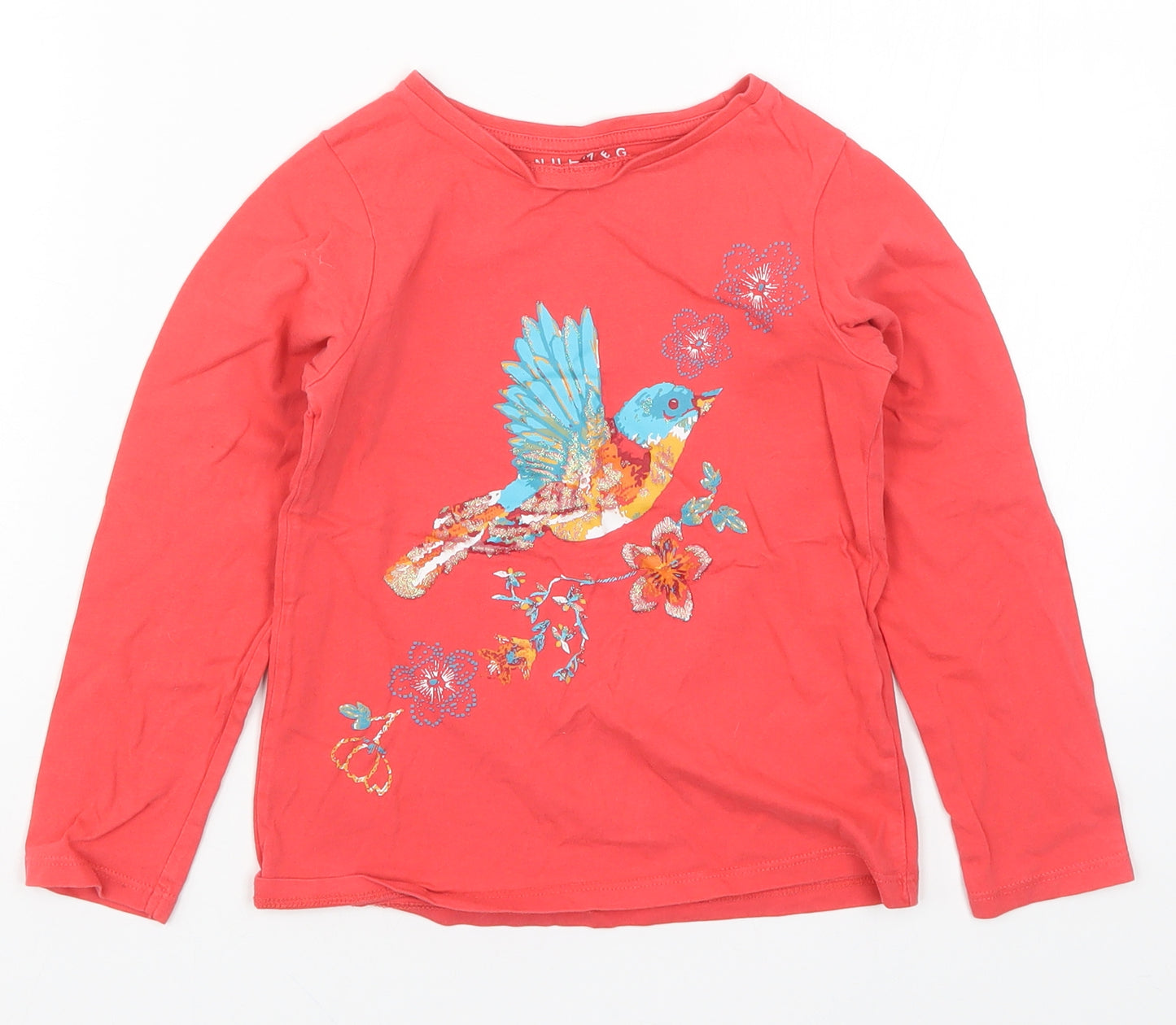 Nutmeg Girls Pink   Basic T-Shirt Size 6-7 Years  - Birds