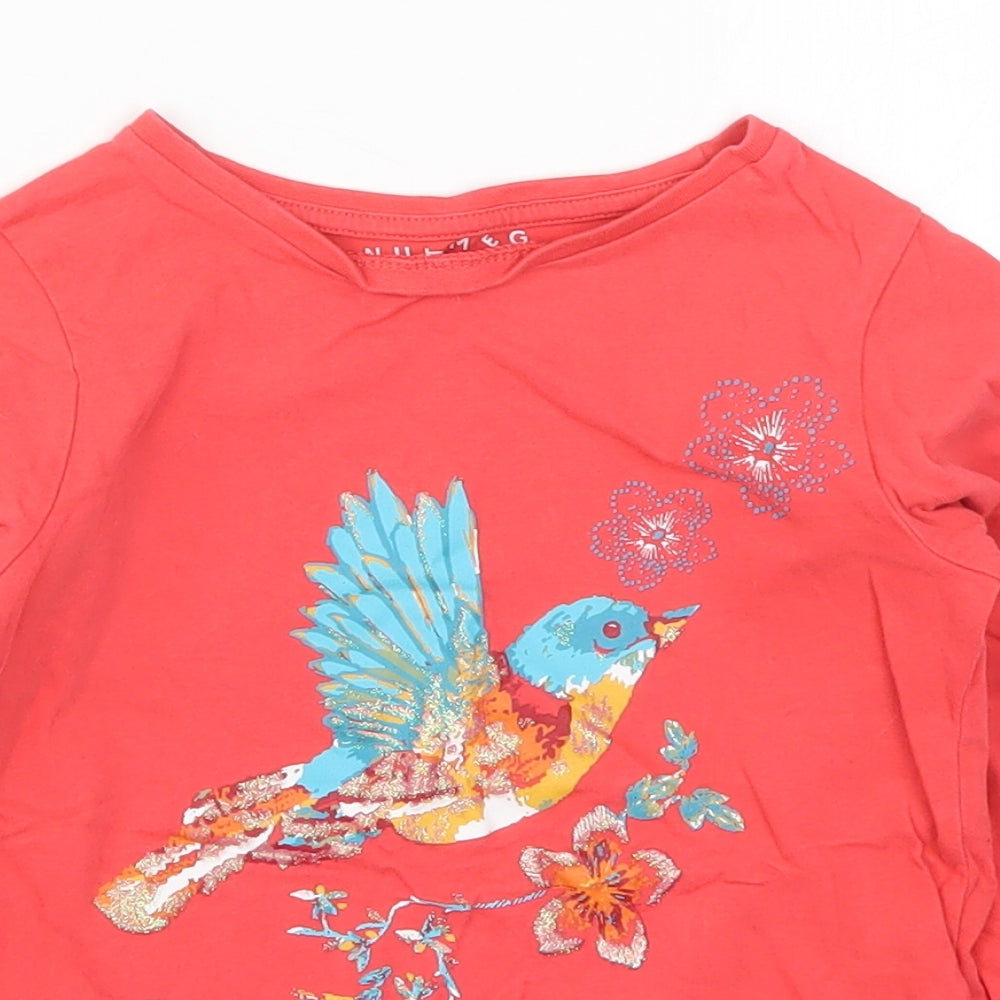 Nutmeg Girls Pink   Basic T-Shirt Size 6-7 Years  - Birds