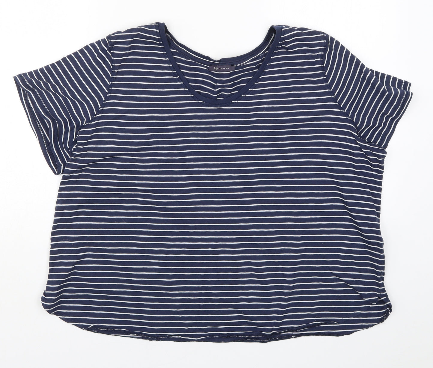 Marks and Spencer Womens Blue Striped  Basic T-Shirt Size 20