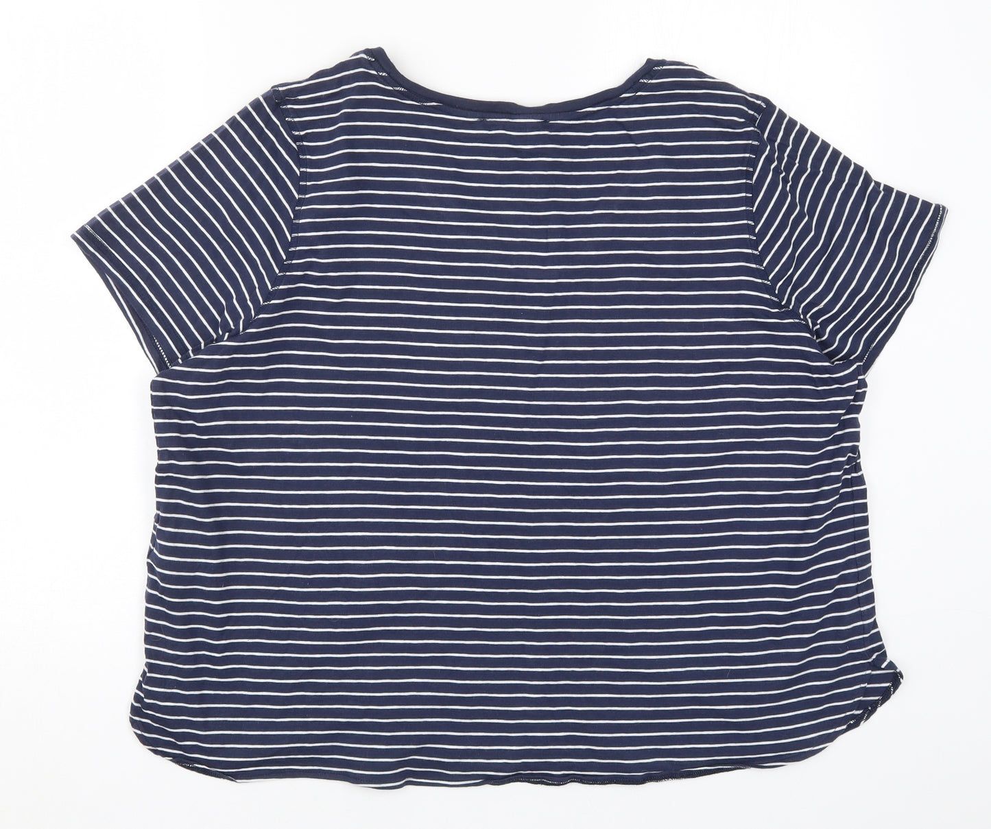 Marks and Spencer Womens Blue Striped  Basic T-Shirt Size 20