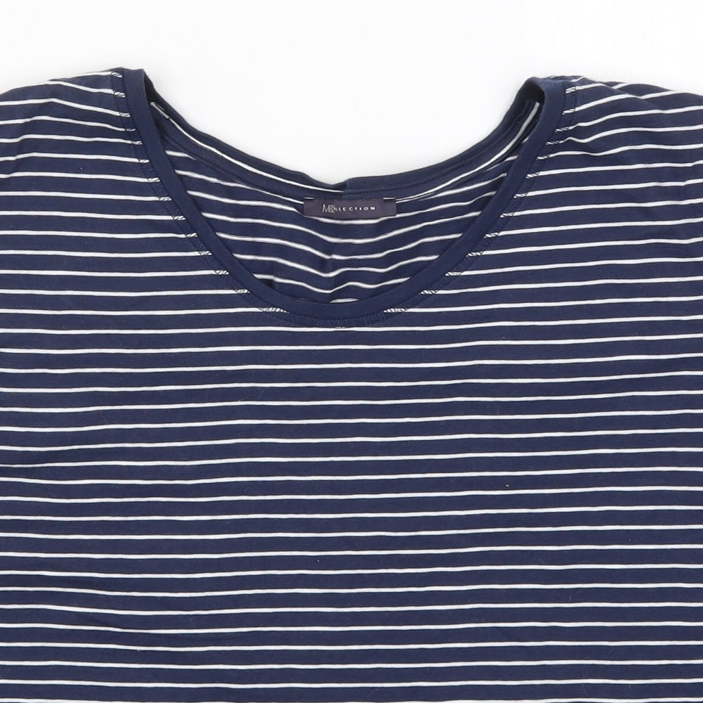 Marks and Spencer Womens Blue Striped  Basic T-Shirt Size 20