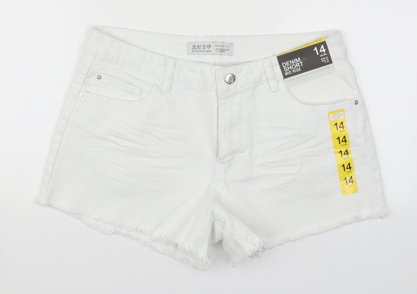 Denim Co Womens White  Denim Hot Pants Shorts Size 14