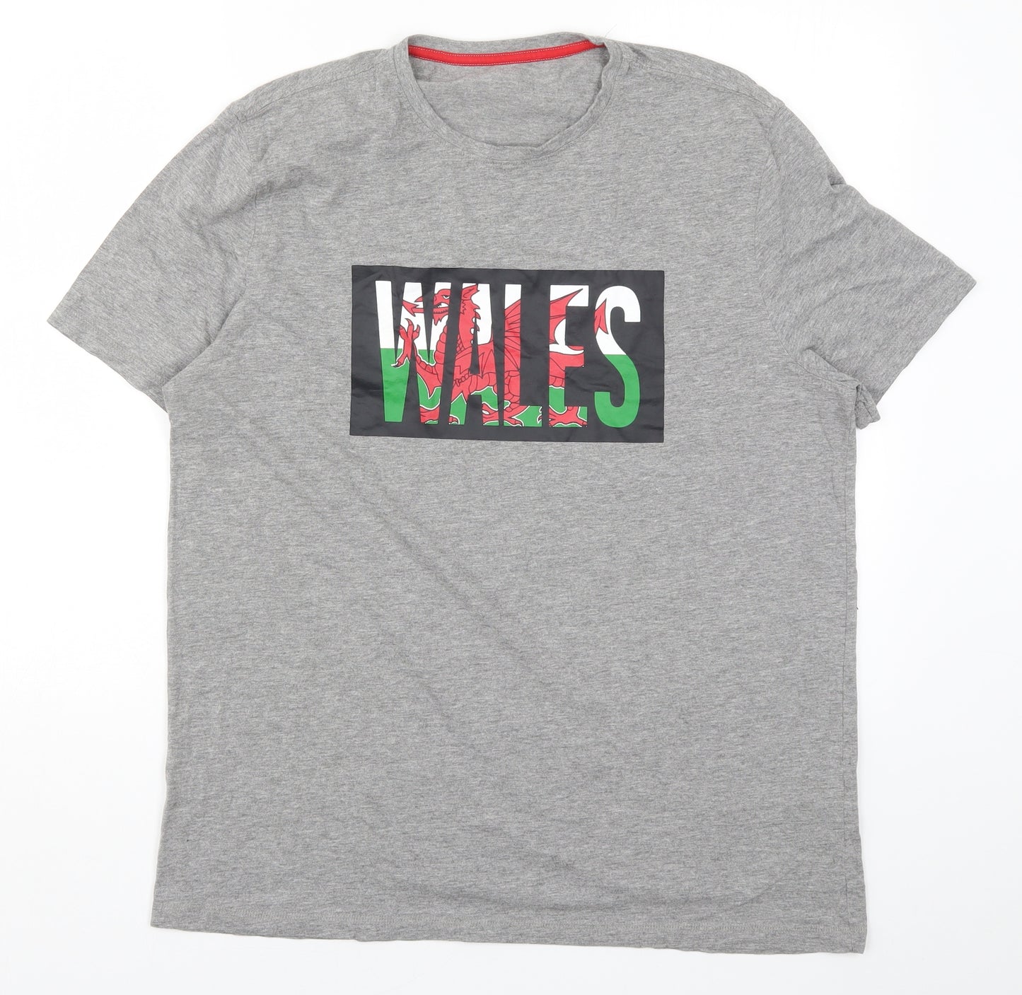 George Mens Grey    T-Shirt Size L  - Wales