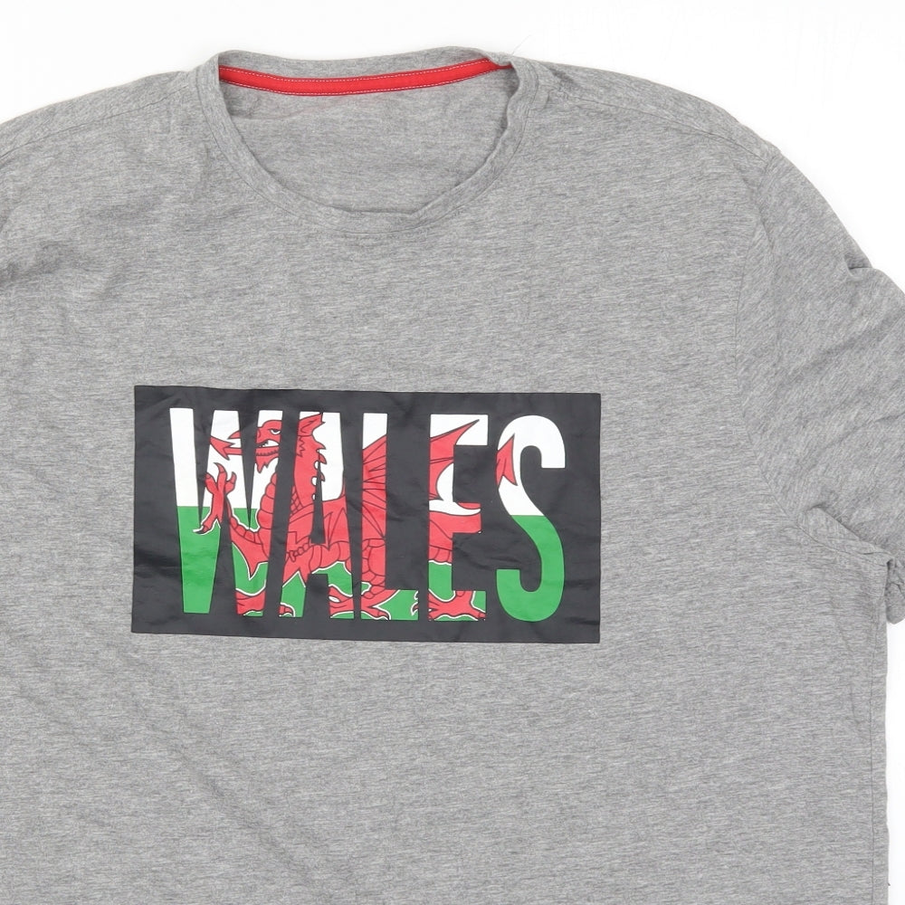 George Mens Grey    T-Shirt Size L  - Wales
