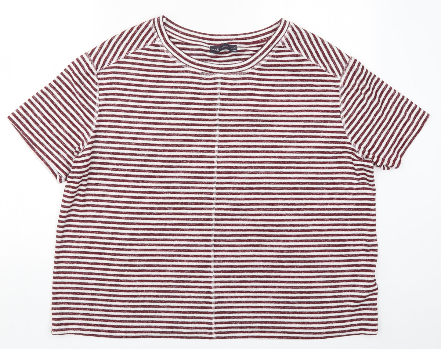 Marks and Spencer Womens Red Striped  Basic T-Shirt Size XL