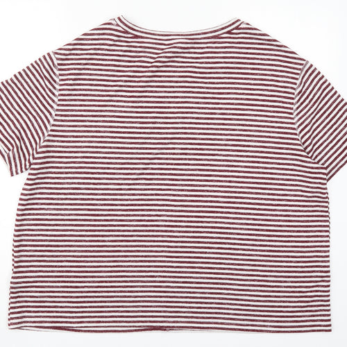 Marks and Spencer Womens Red Striped  Basic T-Shirt Size XL